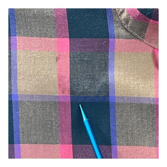 Vintage Mr. Witt USA Plaid Ruffle Collar Blouse Size 14 Made in USA 70s 80s - Picture 6 of 12